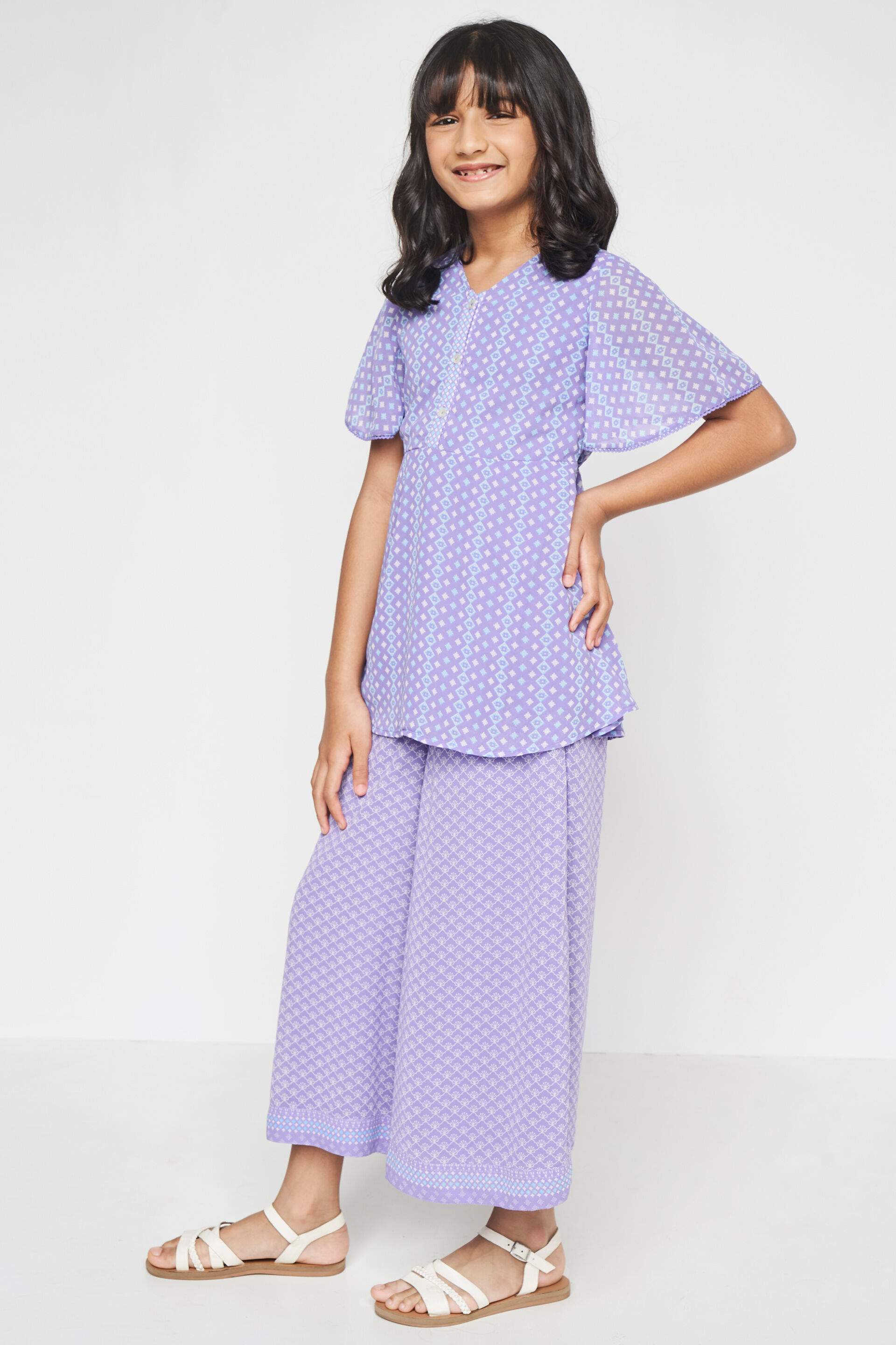 Lilac Floral Flared Suit, Lilac, image 2